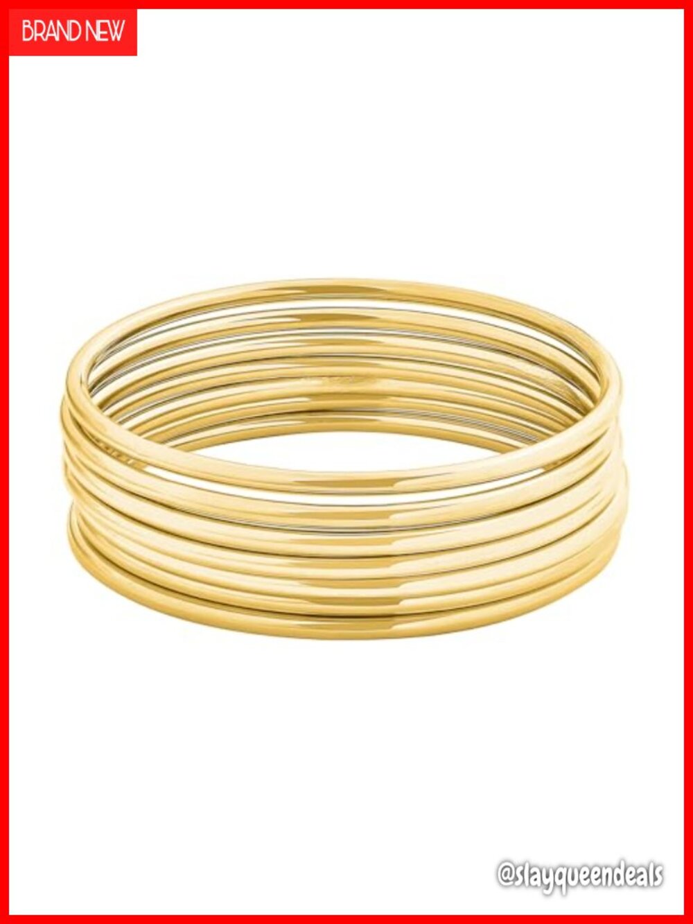 7-Piece Glossy Thin Round Bangle Bracelet Set, Stainless Steel Bangle Set for